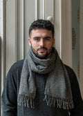 John Hanly Lambswool Scarf | Black and White Glencheck