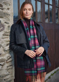 John Hanly Long Scarf | Pink Teal Green Navy Check