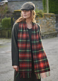 John Hanly Long Scarf | Rust Orange Green Charcoal Check