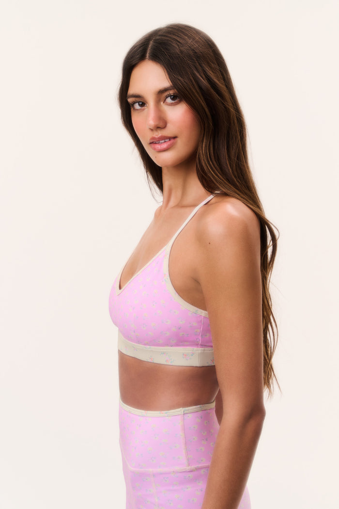 Jolanda Ditsy Floral Sports Bra - POLAROID ROSE