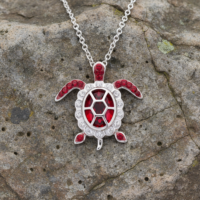 July Turtle Birthstone Pendant With Swarovski Crystals