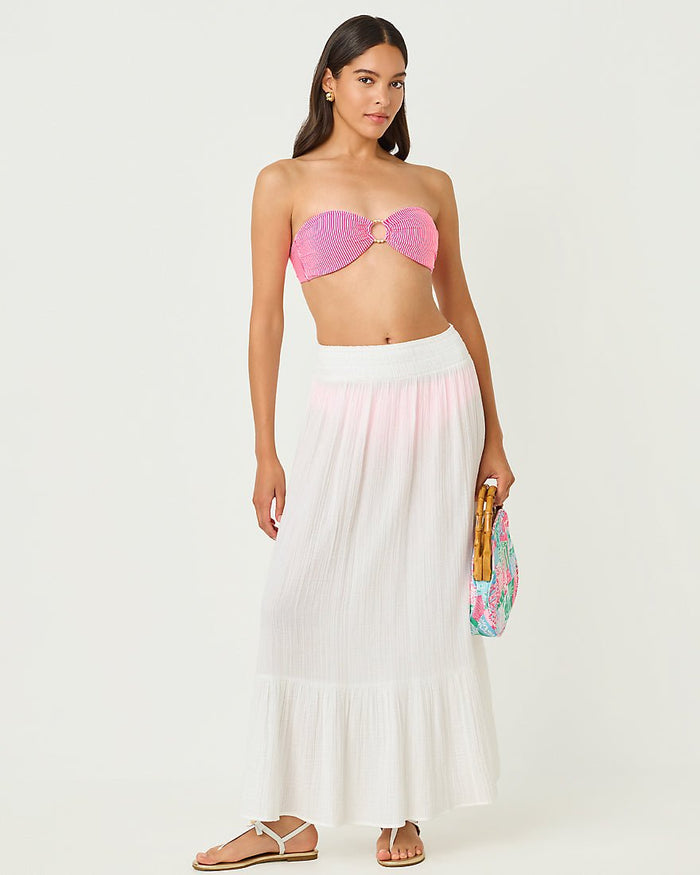 Lilly Pulitzer - Katara Bandeau Bikini Top - Cherry Blossom Pink Seersucker Stripe