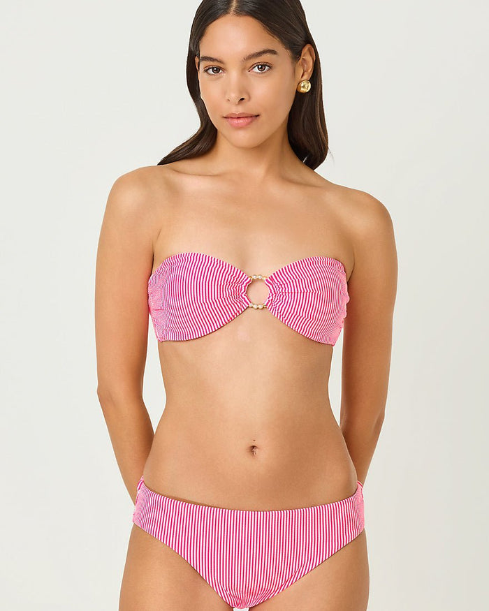 Lilly Pulitzer - Katara Bandeau Bikini Top - Cherry Blossom Pink Seersucker Stripe