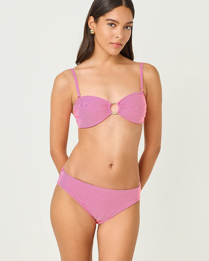 Lilly Pulitzer - Katara Bandeau Bikini Top - Cherry Blossom Pink Seersucker Stripe