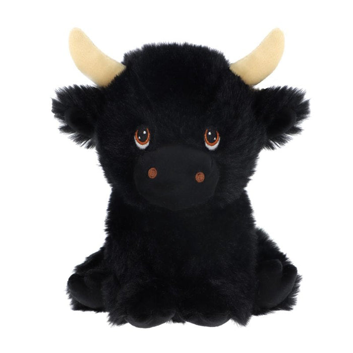 Keel Toys Keeleco Black Shaggy Cow Plush Toy 18cm - Heritage Of Scotland -