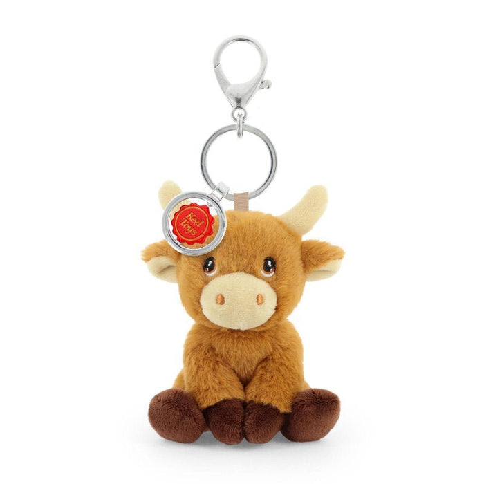 Keel Toys Keeleco Highland Cow Bag Charm 12cm Gift - Heritage Of Scotland -