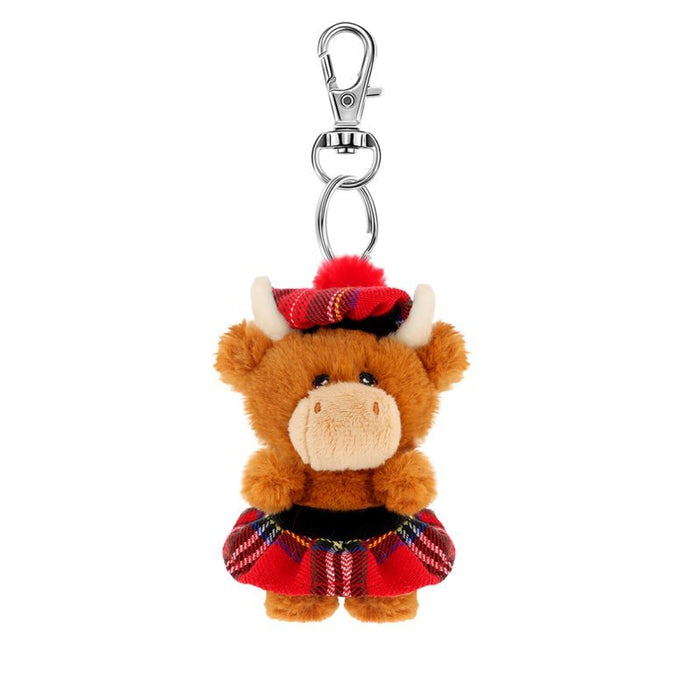 Keel Toys Keeleco Highland Cow Kilt Bag Clip 10cm - Heritage Of Scotland -