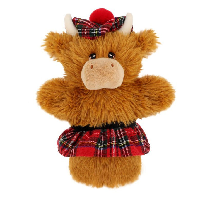 Keel Toys Keeleco Highland Cow Kilt Hand Puppet 27cm - Heritage Of Scotland -