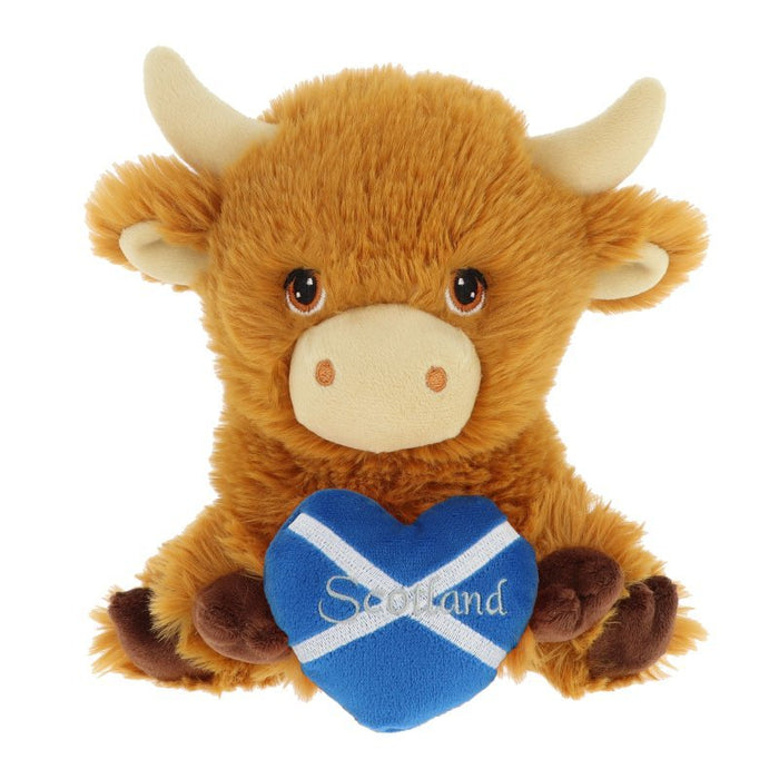 Keel Toys Keeleco Highland Cow with Scotland Heart 18cm - Heritage Of Scotland -
