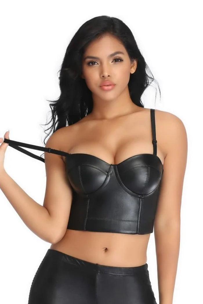 Kelly.....PU Corset Crop Top