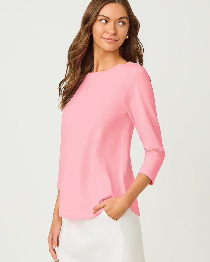 Lilly Pulitzer - Key West Three Quarter Sleeve Top - Conch Shell Pink