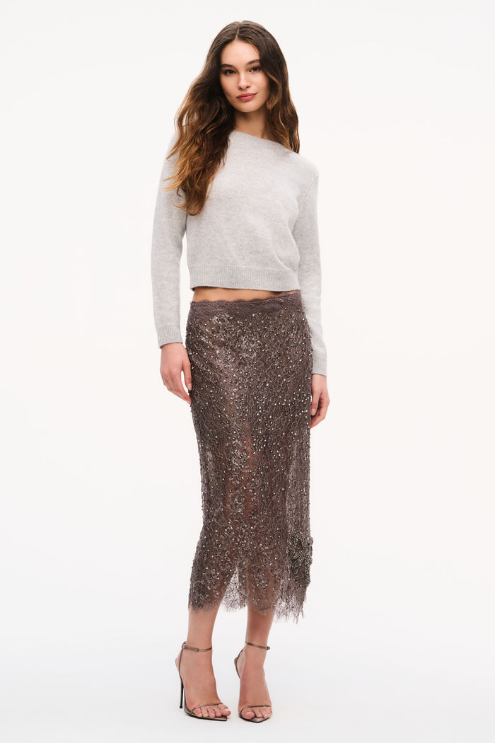 Kian Metallic Lace Midi Skirt