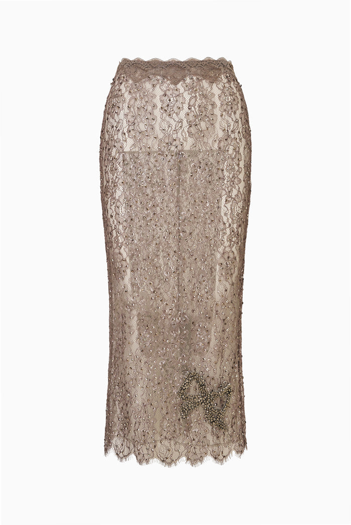 Kian Metallic Lace Midi Skirt