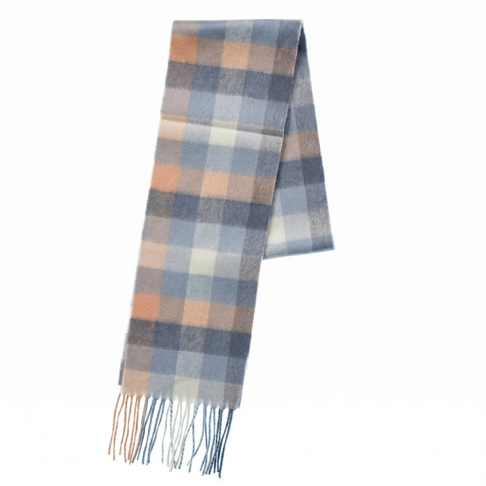 Kids' 100% Cashmere Scarf – Classic Five-Square Check - BLUE - Heritage Of Scotland -