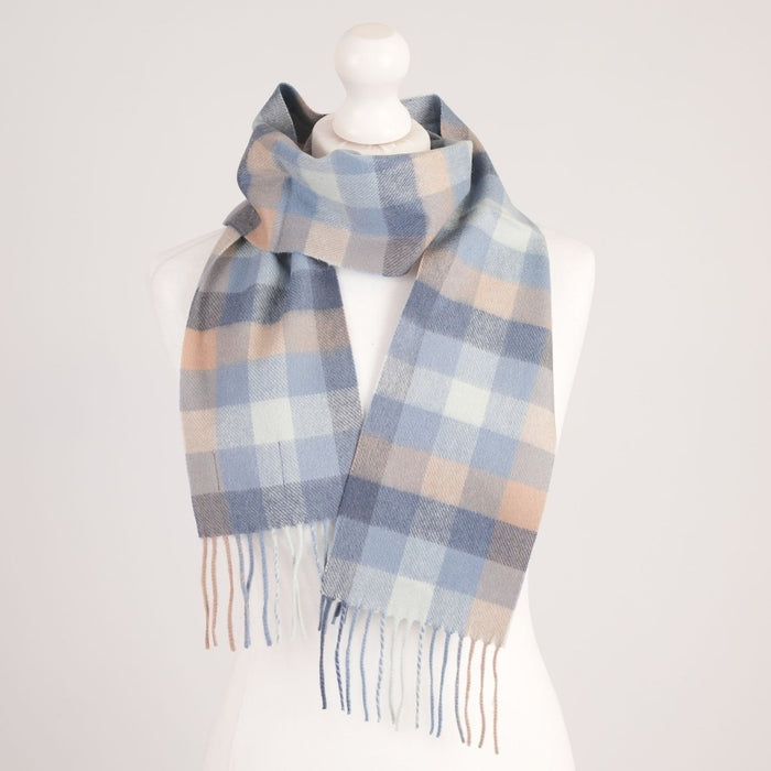 Kids' 100% Cashmere Scarf – Classic Five-Square Check - BLUE - Heritage Of Scotland -