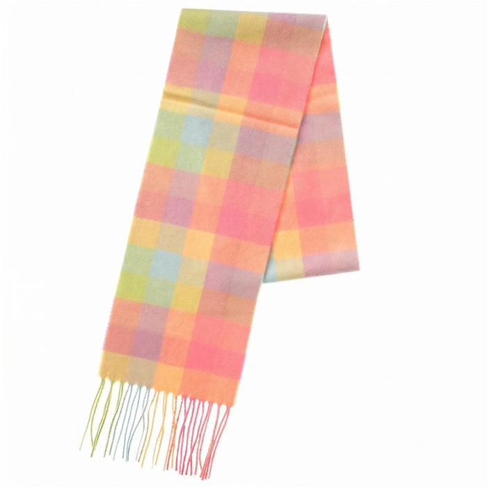 Kids' 100% Cashmere Scarf – Classic Five-Square Check - BRIGHT - Heritage Of Scotland -