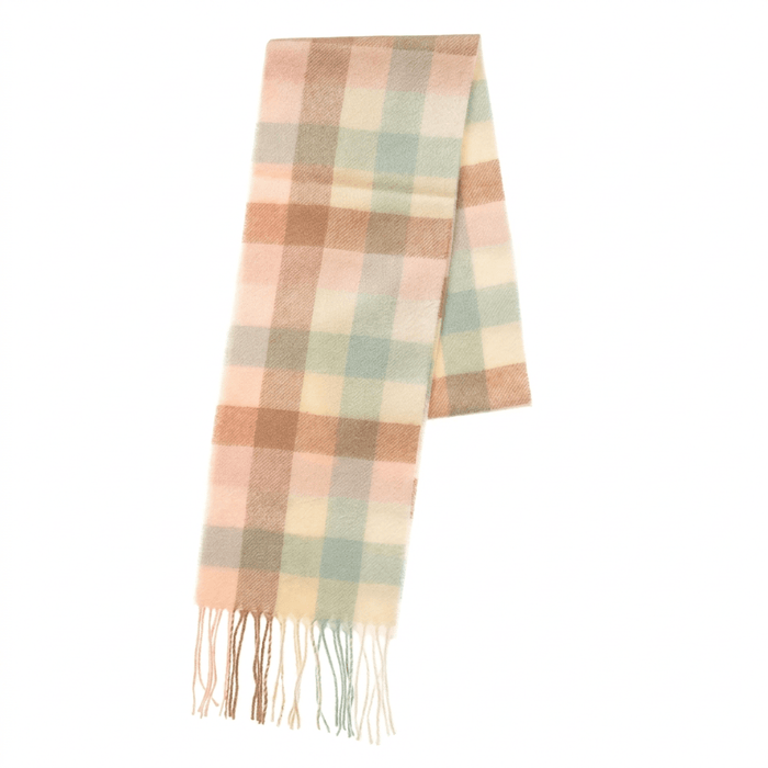 Kids' 100% Cashmere Scarf – Classic Five-Square Check - PASTEL - Heritage Of Scotland -