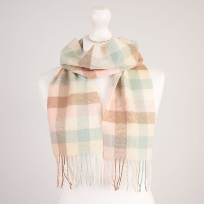 Kids' 100% Cashmere Scarf – Classic Five-Square Check - PASTEL - Heritage Of Scotland -
