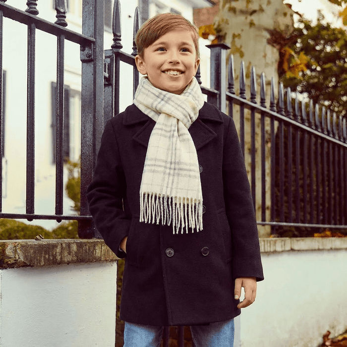 Kids 100% Lambswool Tartan Mini Scarf – Soft Children’s Wool Scarf - Thomson Pale Cream - Heritage Of Scotland -