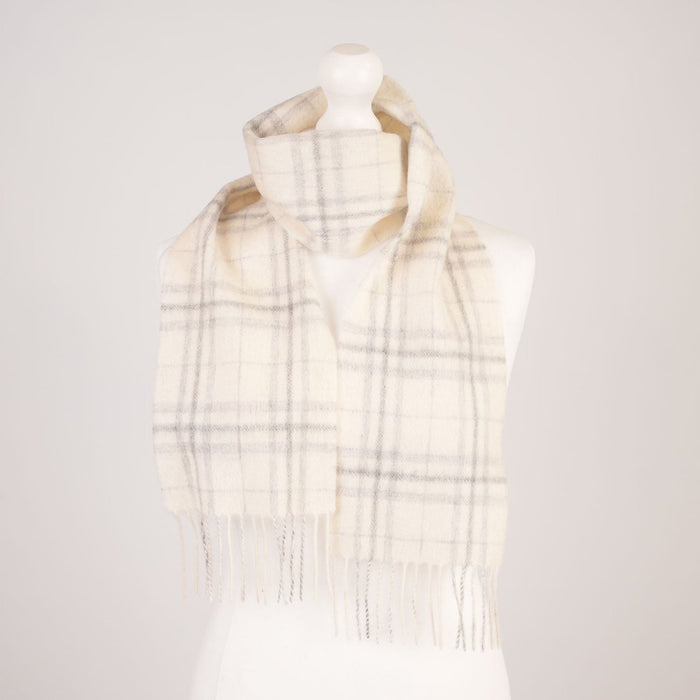 Kids 100% Lambswool Tartan Mini Scarf – Soft Children’s Wool Scarf - Thomson Pale Cream - Heritage Of Scotland -