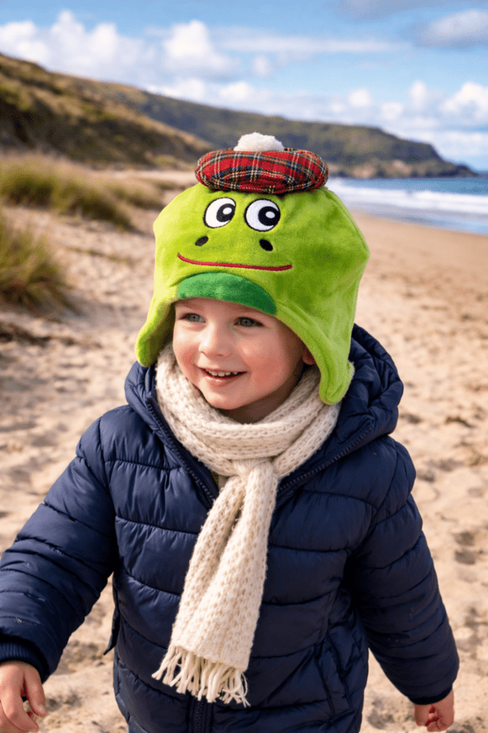 Kids McSquashie Nessie Hat – Soft Plush Scottish Monster Hat with Tartan Tam - Heritage Of Scotland -