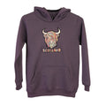 Kids Scotland Highland Cow Hoodie – Purple Children’s Hooded Sweatshirt - Heritage Of Scotland - 0 - 1 YEARS