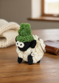 Knitted Wool Standing Sheep Keyring | Green