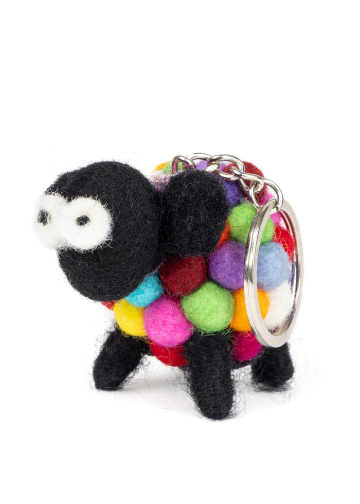 Knitted Wool Standing Sheep Keyring | MultiColour