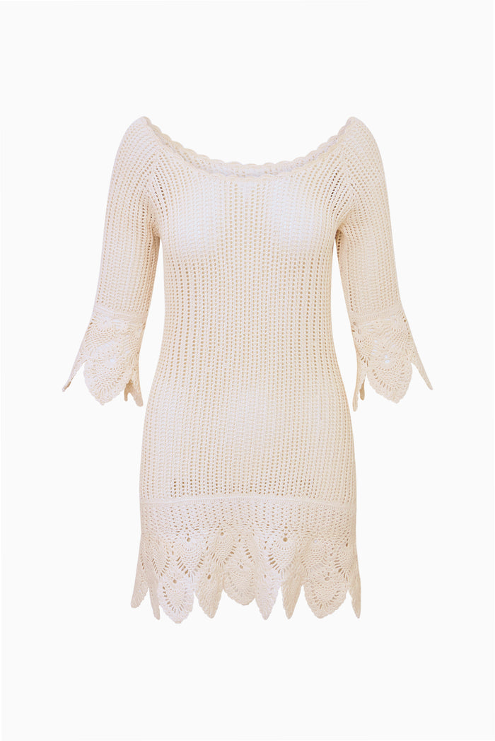 Krisella Scalloped Crochet Mini Dress