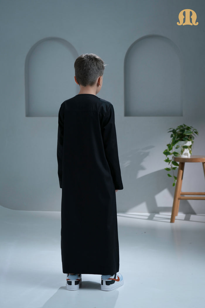Kurvig Omani Black Thobe for Kids