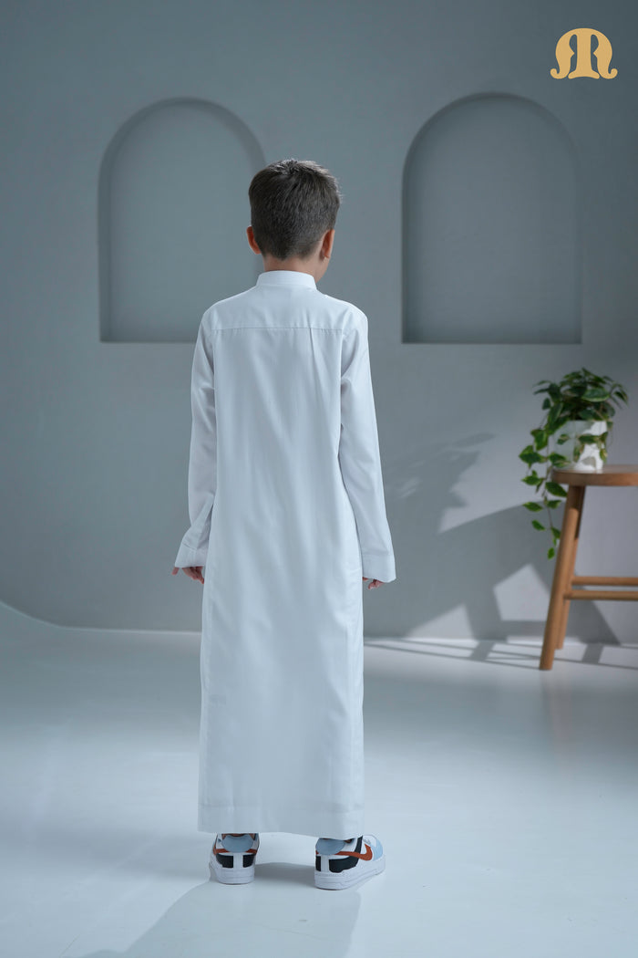 Kurvig Saudi White Thobe for Kids