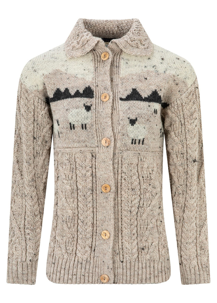 Ladies Aran Sheep Cardigan | 100% Wool | Skiddaw