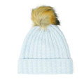 Ladies Cable Lambswool Mix Beanie Pom Baby Blue - Heritage Of Scotland - Baby Blue