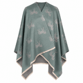 Ladies Green Horse Print Reversible Wrap Cape - GREEN - Heritage Of Scotland -