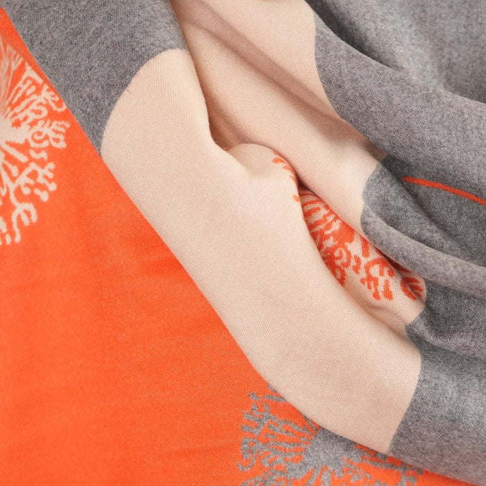 Ladies Grey Dandelion Print Reversible Stole Wrap - ORANGE - Heritage Of Scotland -