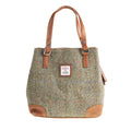 Ladies Ht Leather Hand Bag Lt Brown Check / Tan - Heritage Of Scotland - LT BROWN CHECK / TAN