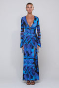 This is an image of Lennon Maxi in Lagoon - RESA featuring a model wearing the dress