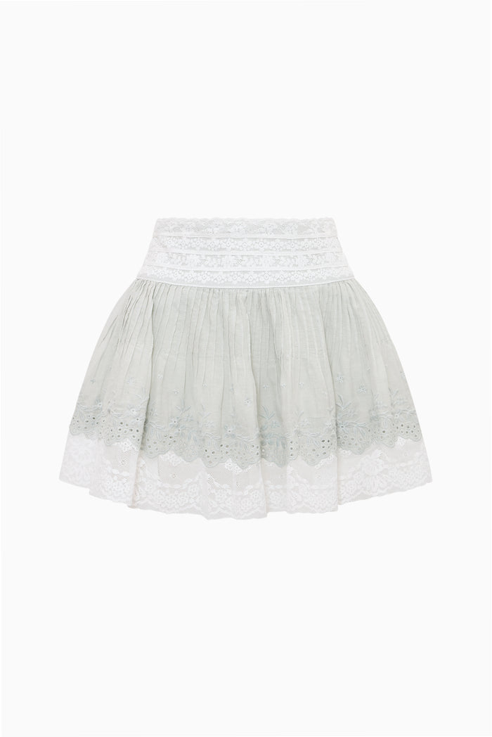 Levant Cotton Lace-Trimmed Mini Skirt - EAU DE NIL