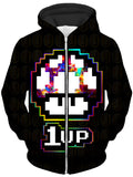 Level Up Mushroom Unisex Zip-Up Hoodie Noctum X Truth Epic Hoodie