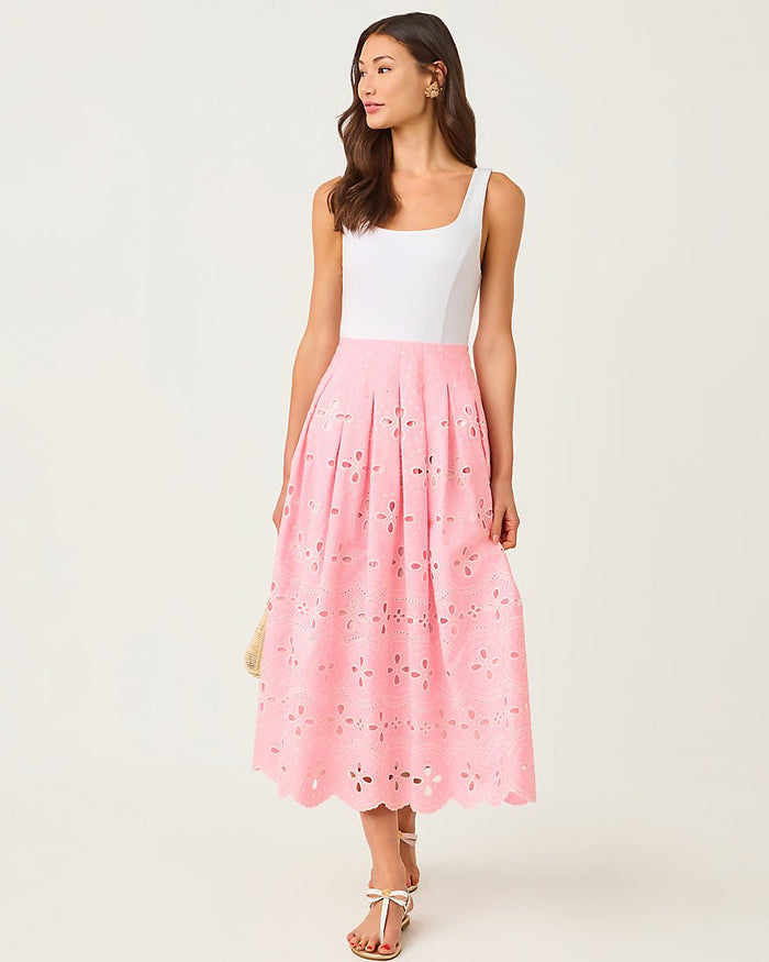 Lilly Pulitzer - Lissette Midi Dress - Conch Shell Pink Spring Showers Eyelet