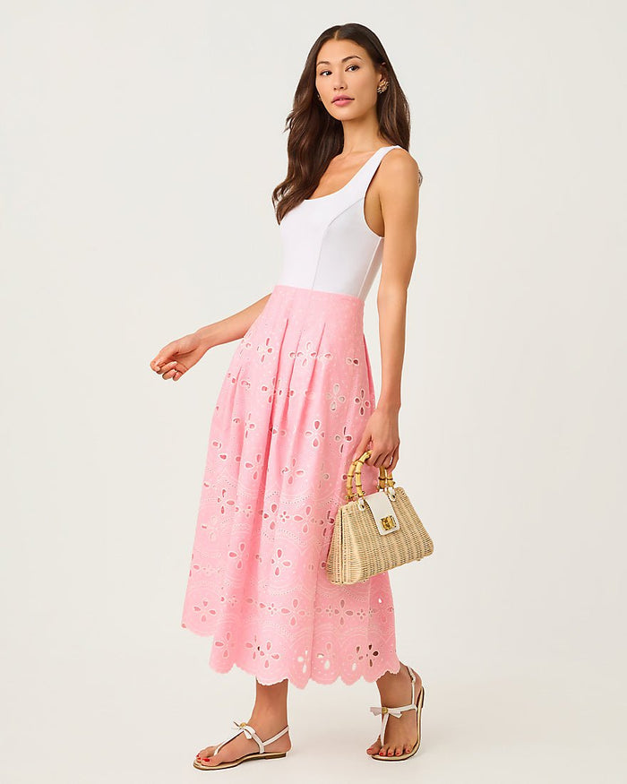 Lilly Pulitzer - Lissette Midi Dress - Conch Shell Pink Spring Showers Eyelet