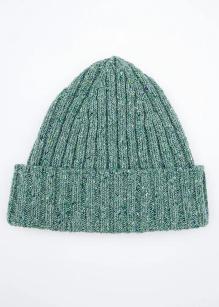 Luxe Cashmere Aran Ribbed Hat | Ocean Mist