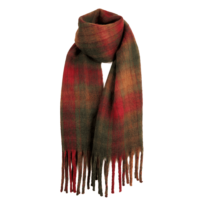 Luxuriously Soft Lightweight Plaid Scarf with Long Fringes – Elegant Draped Wrap - Heritage Of Scotland - BUCHANAN AUTUMN