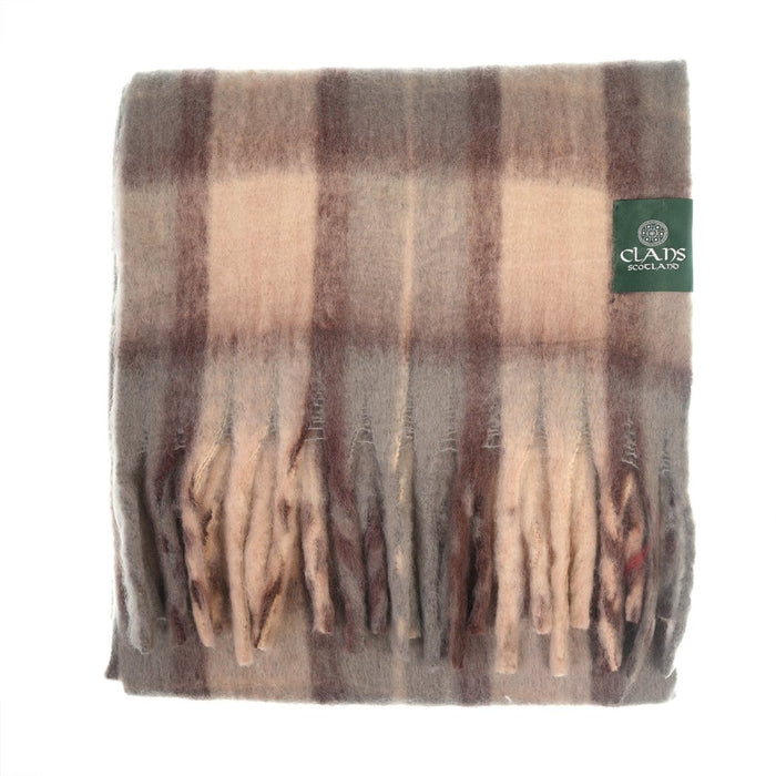 Luxuriously Soft Lightweight Plaid Scarf with Long Fringes – Elegant Draped Wrap - Heritage Of Scotland - MACKELLAR NATURAL