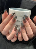 Luxury Brown Crystal Press On Nails â€“ 30 Pieces Glitter Rhinestone Long Acrylic False Nail Set for Women