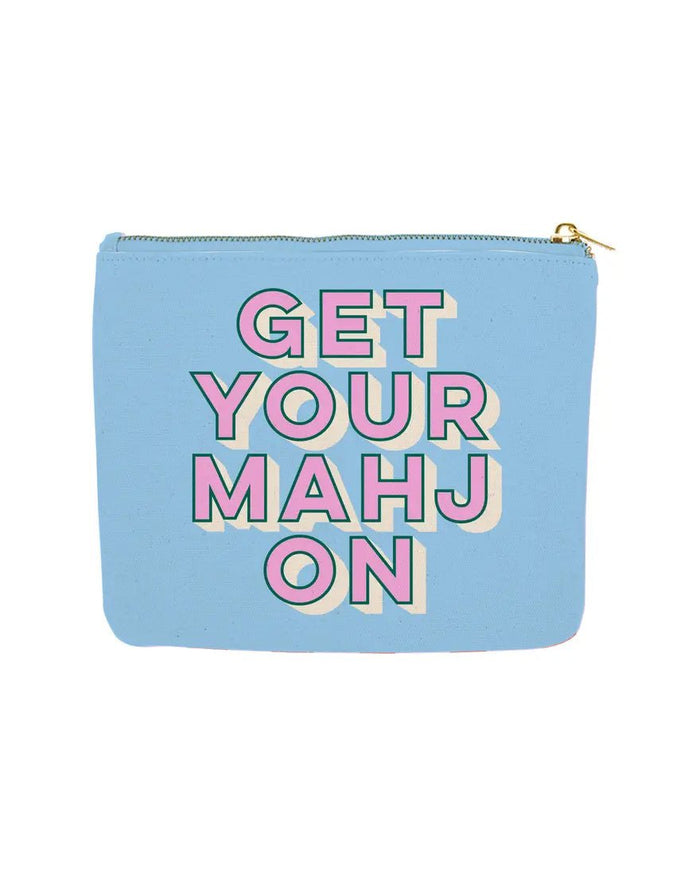 Mahjong Zipper Canvas Card Pouch