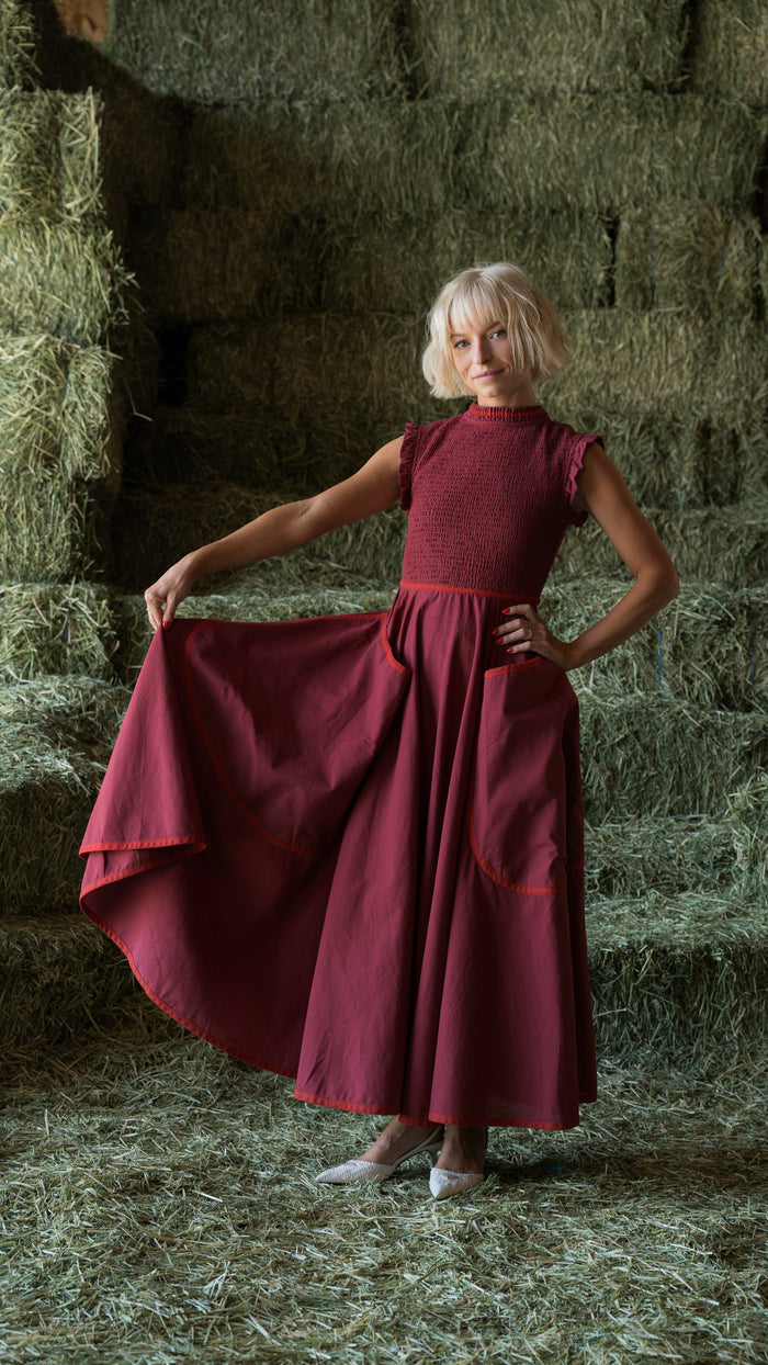 Margot Dress In Maple Red - PREORDER 🍀