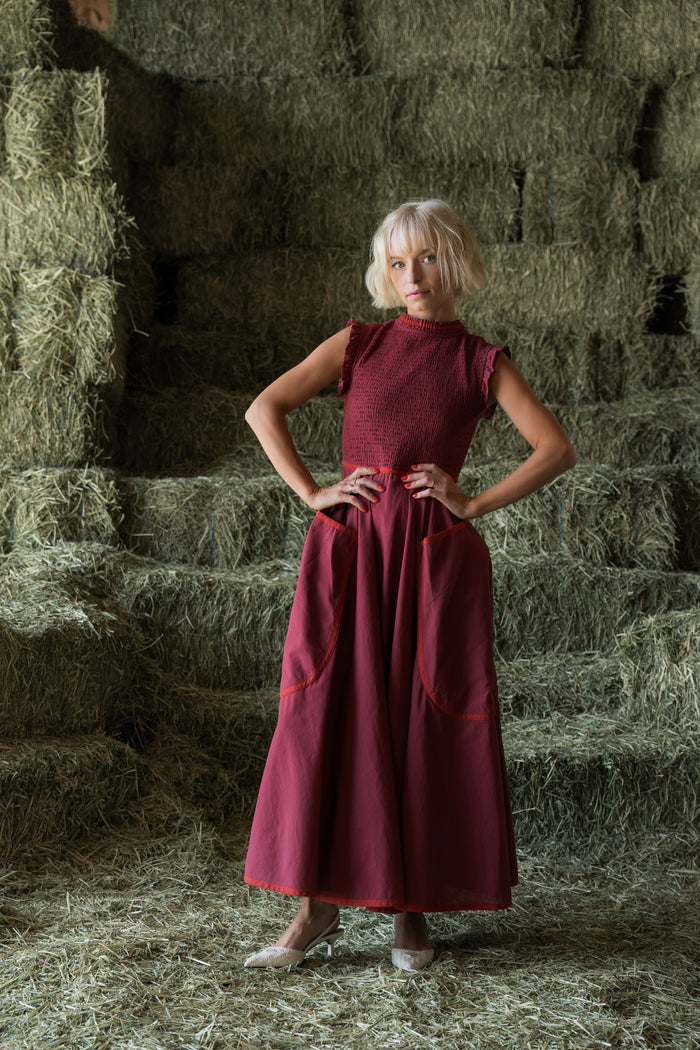 Margot Dress In Maple Red - PREORDER 🍀