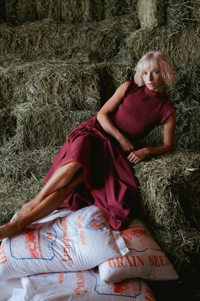 Margot Dress In Maple Red - PREORDER 🍀