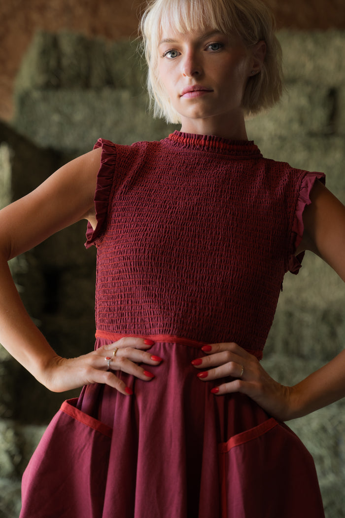 Margot Dress In Maple Red - PREORDER 🍀